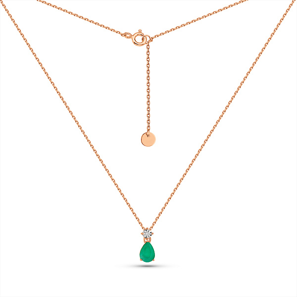Золоте кольє зі смарагдом і діамантом (арт. Ц011753и) – зображення 2