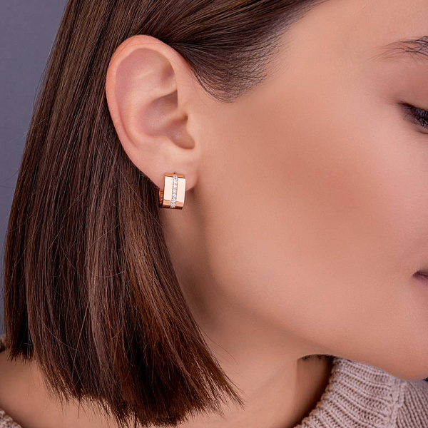 Золотые серьги с фианитами (арт. 1091178) – изображение 3