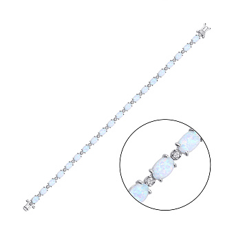 Серебряный браслет с опалом и фианитами (арт. 7509/4011Поб)