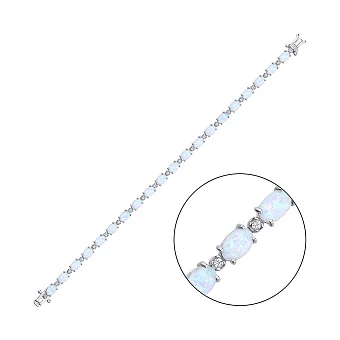 Срібний браслет з опалом і фіанітами (арт. 7509/4011Поб)