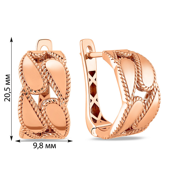 Серьги Звенья из красного золота (арт. 1092108) – изображение 4