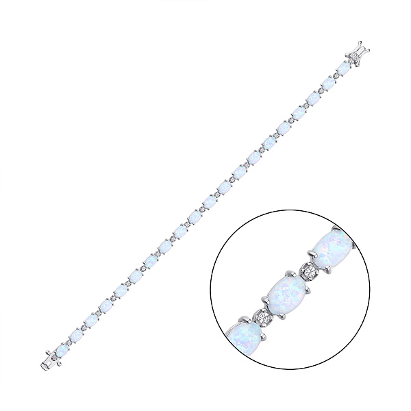 Серебряный браслет с опалом и фианитами (арт. 7509/4011Поб) – изображение 1