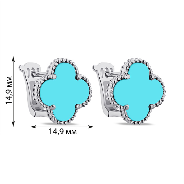 Серебряные серьги Клевер с ониксом (арт. 7502/3929/15ог) – изображение 2