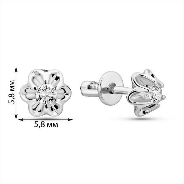 Золоті сережки пусети з діамантом (арт. Т011012б) – зображення 3
