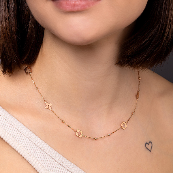 Золотое колье Клевер (арт. 352622) – изображение 2