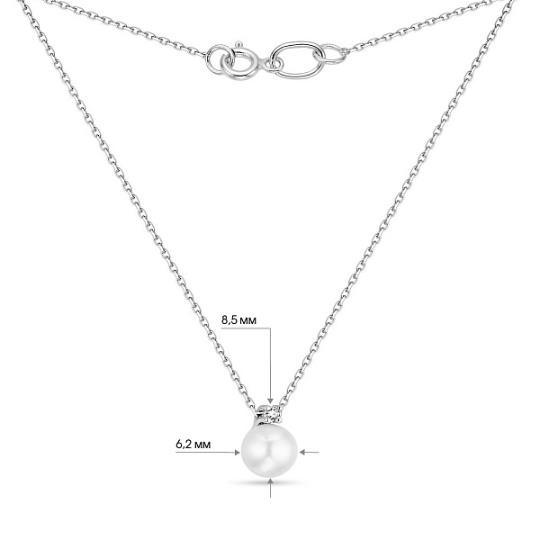 Золотое колье с жемчугом и бриллиантом (арт. Ц011292б) – изображение 3