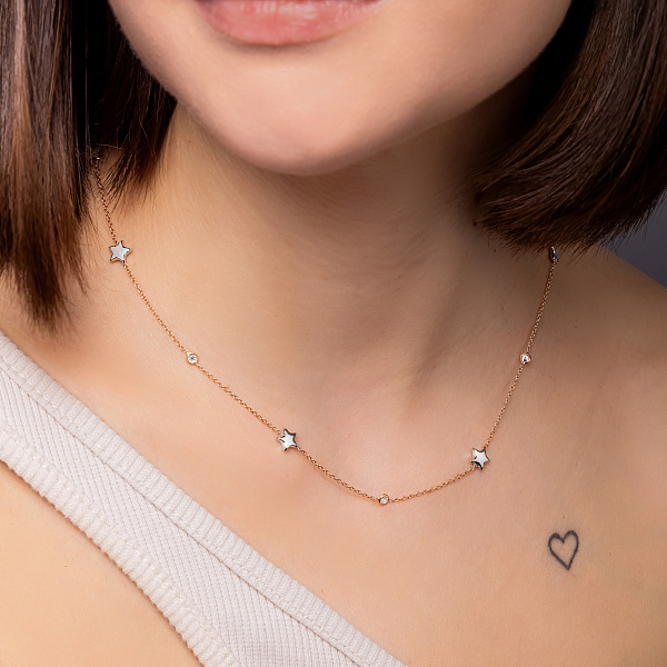 Колье из красного и белого золота (арт. 352655кб) – изображение 4