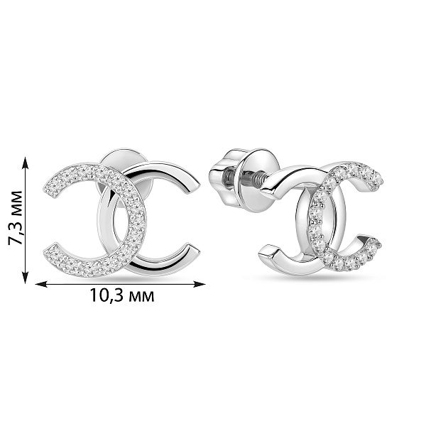 Золотые серьги пусеты с фианитами (арт. 110318б) – изображение 2