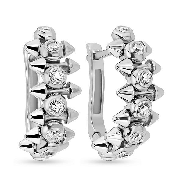 Серьги из белого золота с фианитами (арт. 107819б) – изображение 1