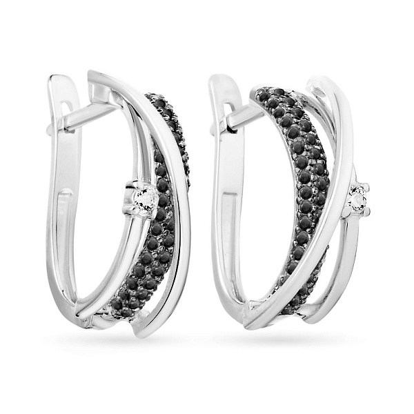 Сережки Синергія з білого золота з фіанітами (арт. 110178бч) – зображення 1