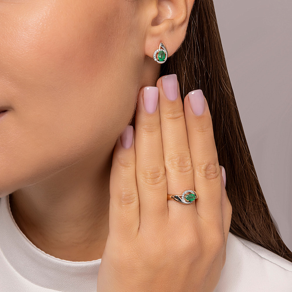 Золота каблучка зі смарагдом і діамантами (арт. К011045и) – зображення 3