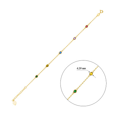 Серебряный браслет с цветными альпинитами  (арт. 7509/2289жа)
