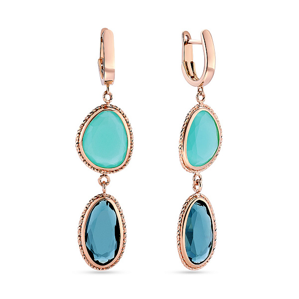 Золотые серьги-подвески с кварцем (арт. 107600Пкгм) – изображение 1