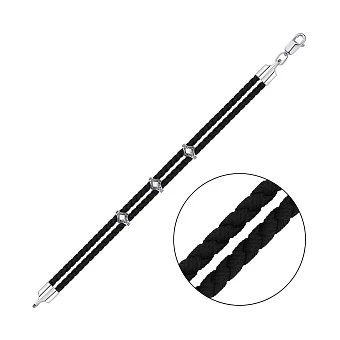 Браслет на шовковій нитці зі срібними вставками (арт. 7309/293брю)