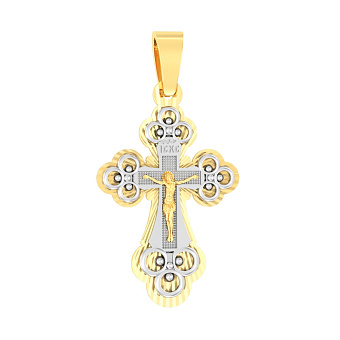 Фото Золотий натільний хрестик з розп'яттям (арт. 501647ж)