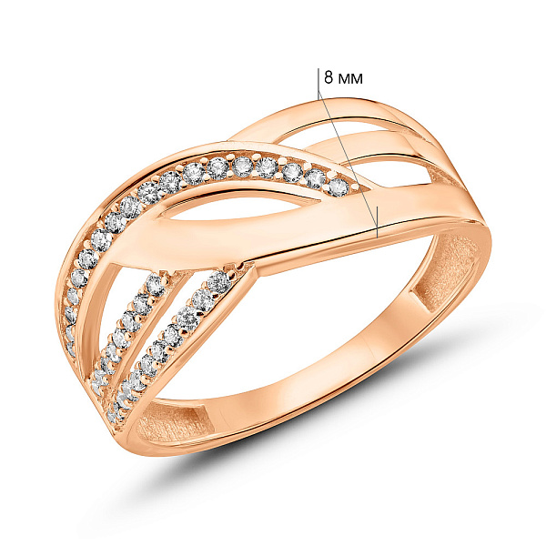 Золотое кольцо с фианитами (арт. 156185) – изображение 2