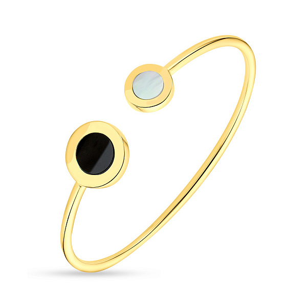 Серебряный браслет с ониксом и перламутром (арт. 7509/3514жоп) – изображение 1