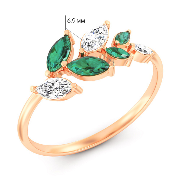 Золотое кольцо с кварцем и фианитами (арт. 141248Пз) – изображение 5