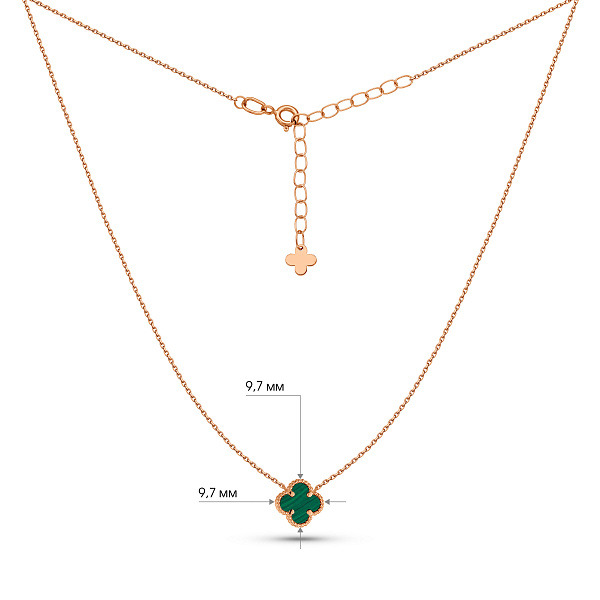 Кольє Конюшина з червоного золота з малахітом (арт. 361496/8млх) – зображення 3
