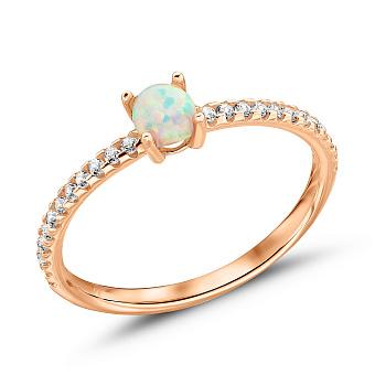 Кольцо из красного золота с опалом и фианитами (арт. 156206Поб)