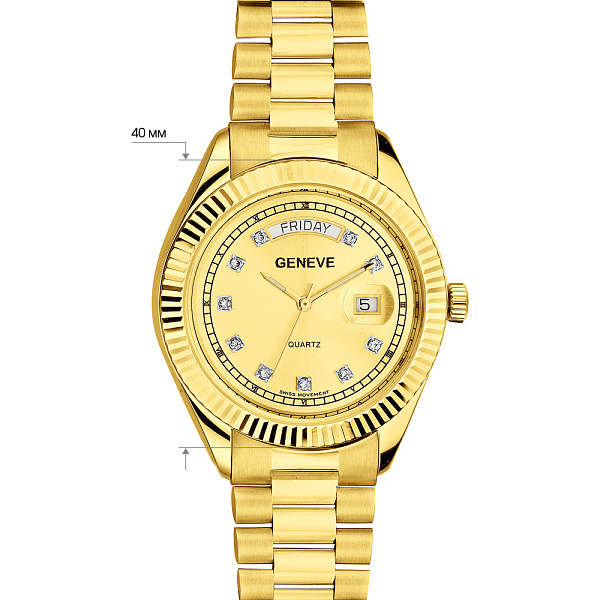 Золотые кварцевые часы с фианитами (арт. 260250жж) – изображение 4