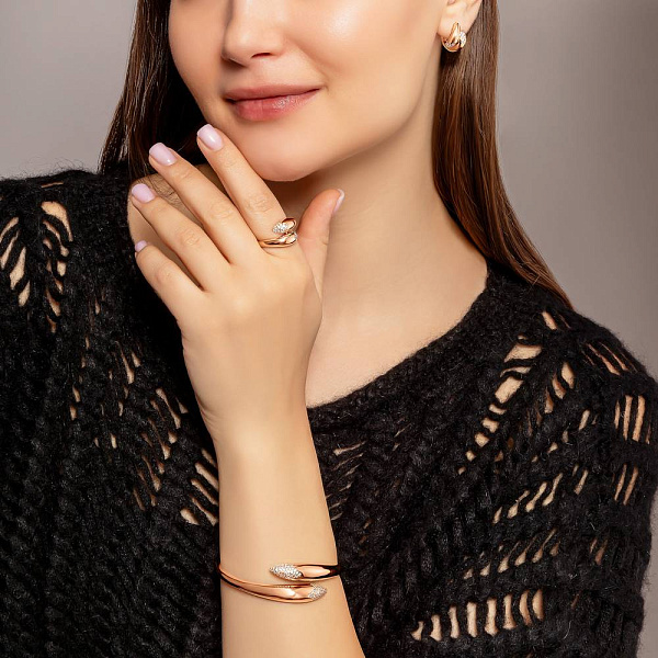 Серьги из красного золота с фианитами (арт. 1091811) – изображение 5