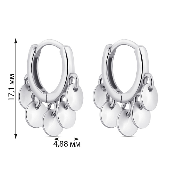 Серьги-кольца из серебра без камней (арт. 7502/9579/10) – изображение 2