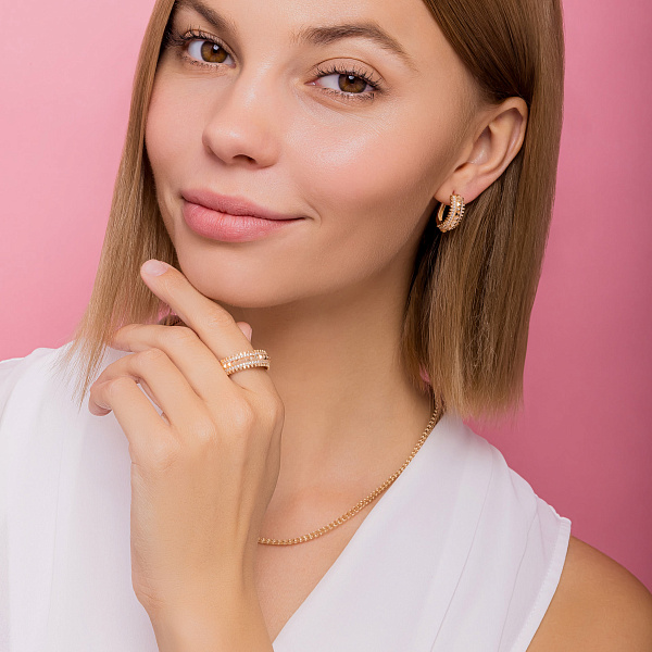 Сережки з червоного золота з фіанітами (арт. 1091397) – зображення 3