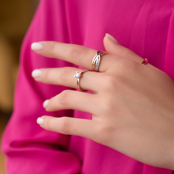 Золота каблучка для заручин з фіанітом (арт. 154829) – зображення 4