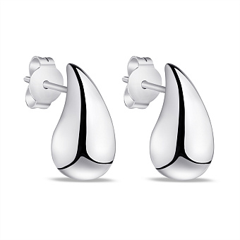 Серебряные сережки пусеты Капля без камней (арт. 7518/7026/1)