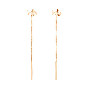 Серьги-протяжки «Рыбки» из красного золота (арт. 105385)