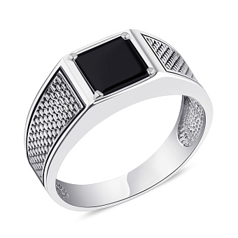 Фото Серебряная печатка с ониксом (арт. 7906/1356чо)