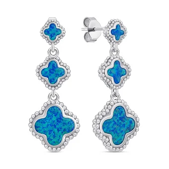 Сережки-підвіски срібні з синім опалом (арт. 7518/7162Пос)