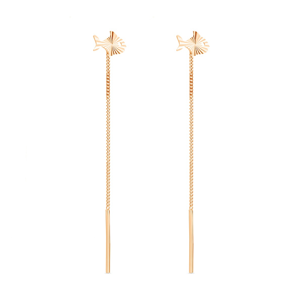 Серьги-протяжки «Рыбки» из красного золота (арт. 105385) – изображение 1