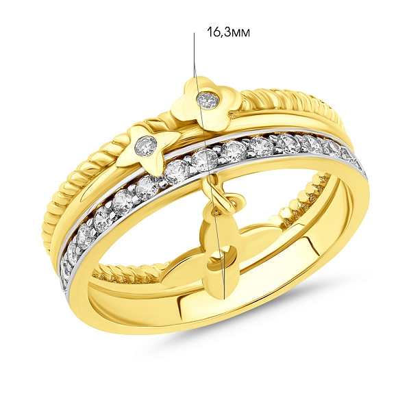 Кольцо с желтого золота с фианитами (арт. 153894ж) – изображение 2