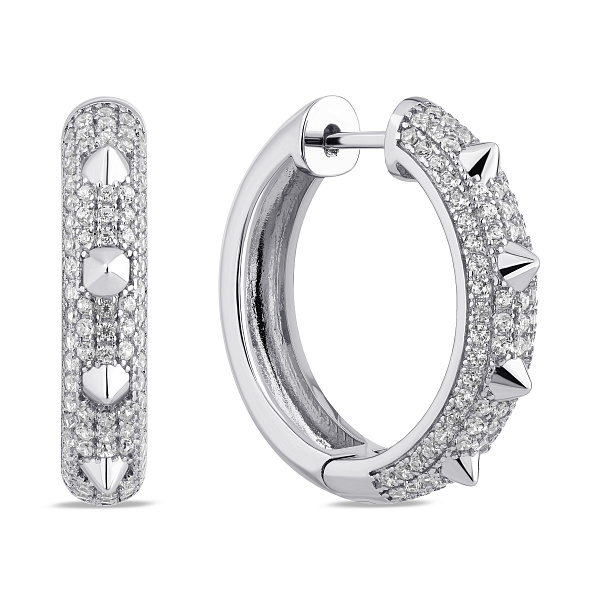 Серебряные серьги-конго с фианитами (арт. 7502/10137/20) – изображение 1