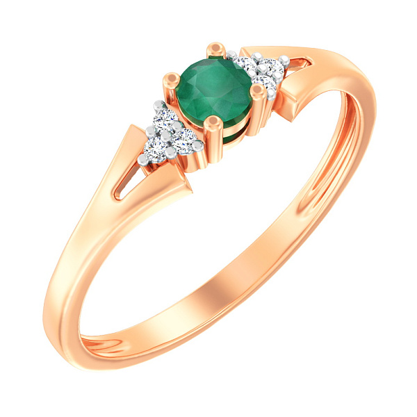 Золотое кольцо с бриллиантами и изумрудом (арт. К011063и) – изображение 1