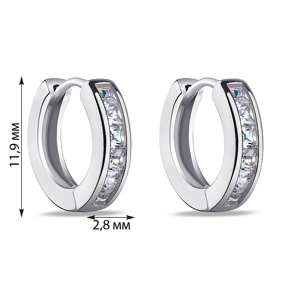Серебряные серьги-кольца с фианитами (арт. 7502/3692/10) – изображение 2