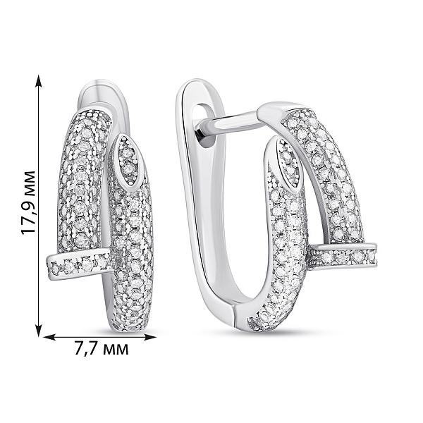 Серебряные серьги Гвоздь с фианитами (арт. 7502/9663) – изображение 2
