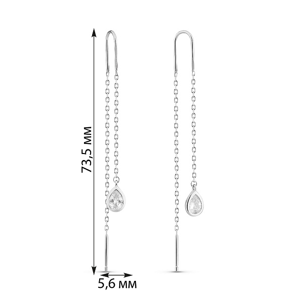 Серебряные серьги-протяжки с фианитами (арт. 7502/4862) – изображение 2