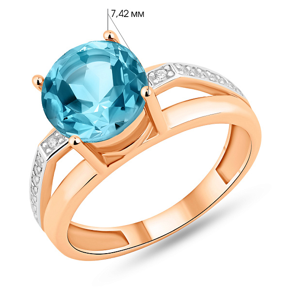 Золотое кольцо с кварцем и фианитами (арт. 140638ПсГ) – изображение 2