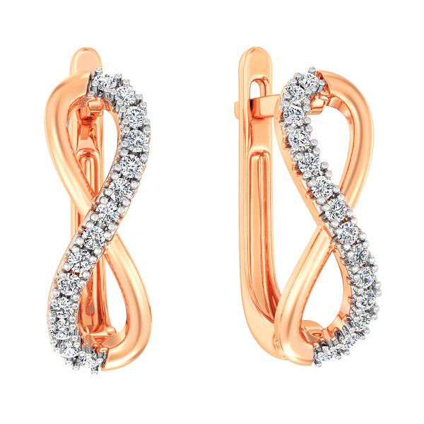 Сережки «Нескінченність» з червоного золота з фіанітами (арт. 111151) – зображення 1