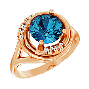 Фото Кольцо из красного золота с кварцем и фианитами (арт. 142000ПлГ)