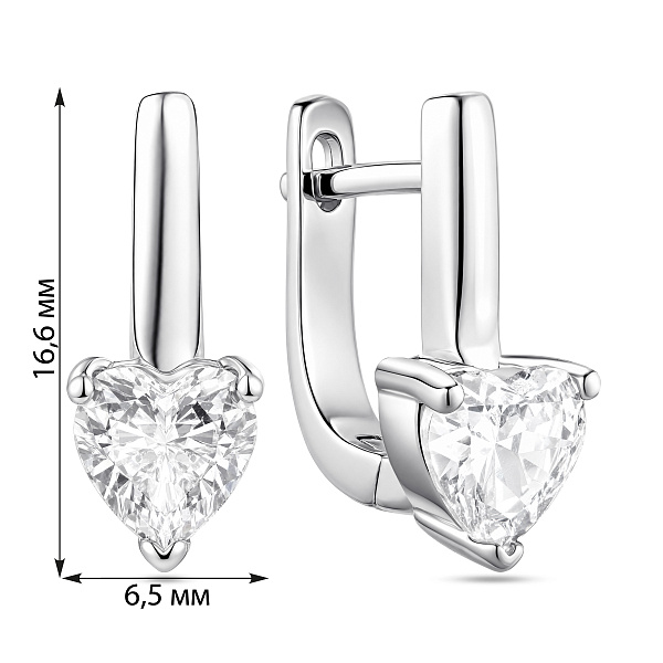 Серебряные серьги сердце с фианитом (арт. 7502/10518) – изображение 2