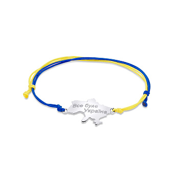 Фото Патриотический браслет на нити с серебряной вставкой (арт. 7309/444брпсж)