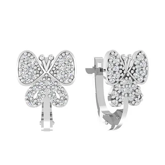 Детские золотые серьги «Бабочки» с фианитами (арт. 110189б)