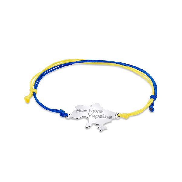Патриотический браслет на нити с серебряной вставкой (арт. 7309/444брпсж) – изображение 1