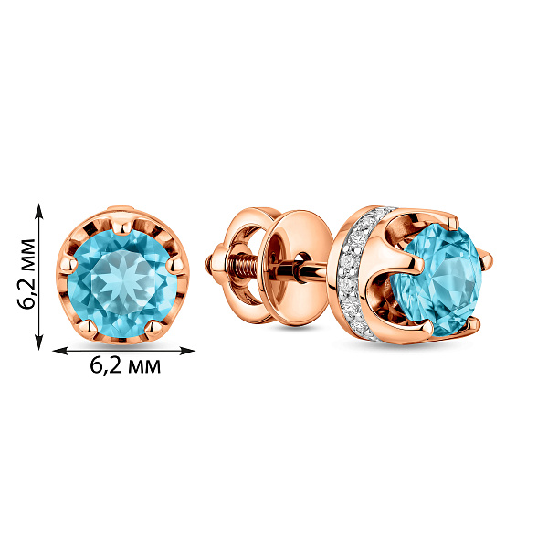 Золотые серьги пусеты с топазом (арт. 111090Птг) – изображение 2