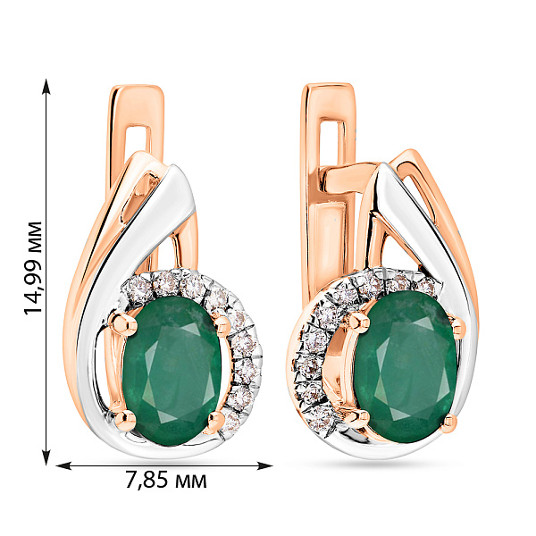 Золотые серьги с изумрудом и бриллиантами (арт. С011045и) – изображение 5