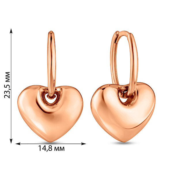 Золоті сережки Сердечка (арт. 1101223) – зображення 2